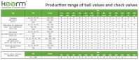 Production range of ball valves