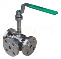 Three-way ball valve for high temperatures,